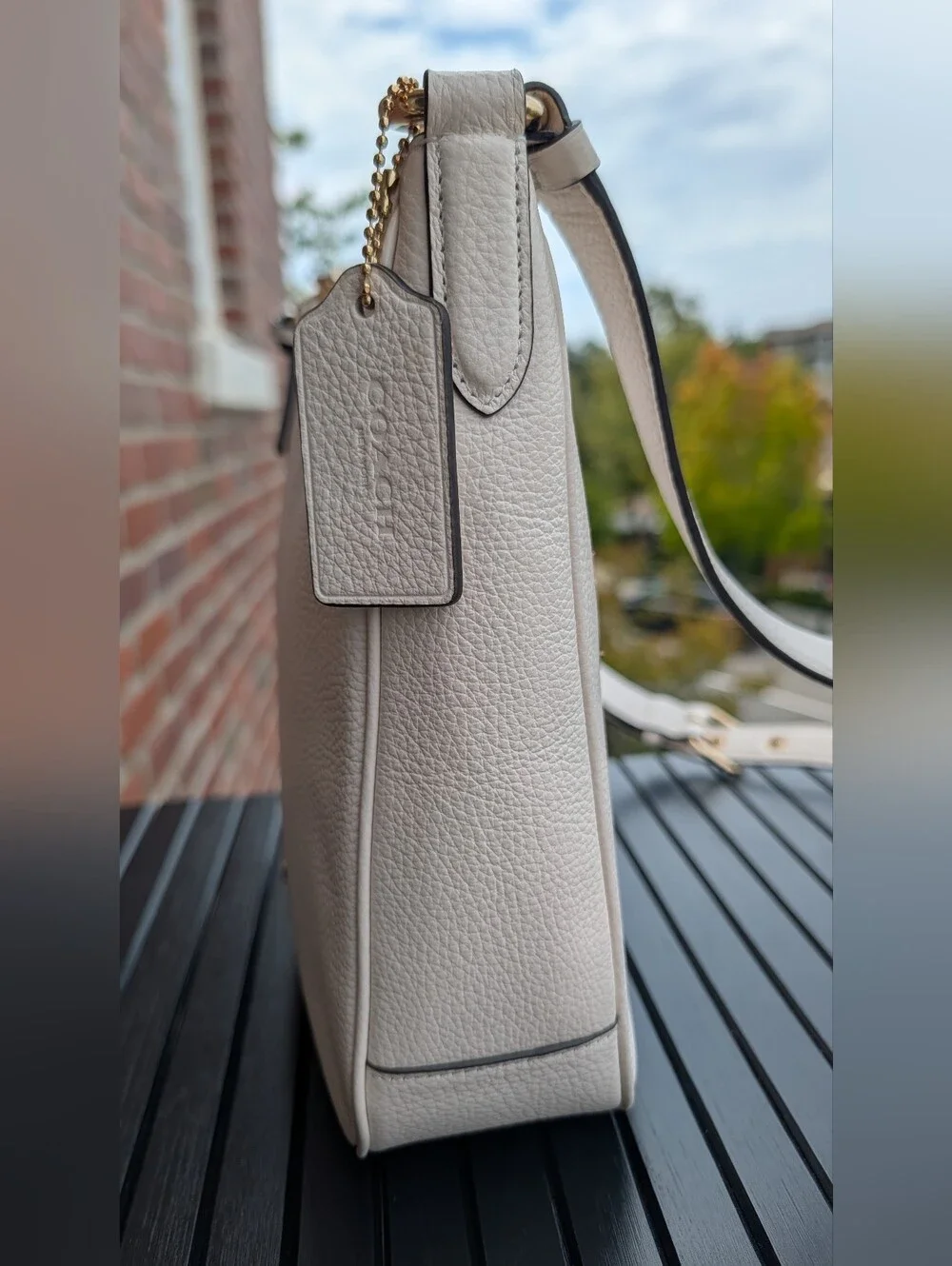 Coach Pebbled Leather White Shoulder Bag